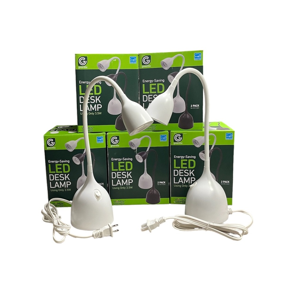 2 Pack-Greenlite - Energy Saving LED Flexible desk lamps. Brand new! 30,000hrs